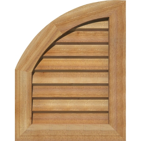 Quarter Round Top Left Western Red Cedar Gable Vent W/Decorative Face Frame, 12W X 24H